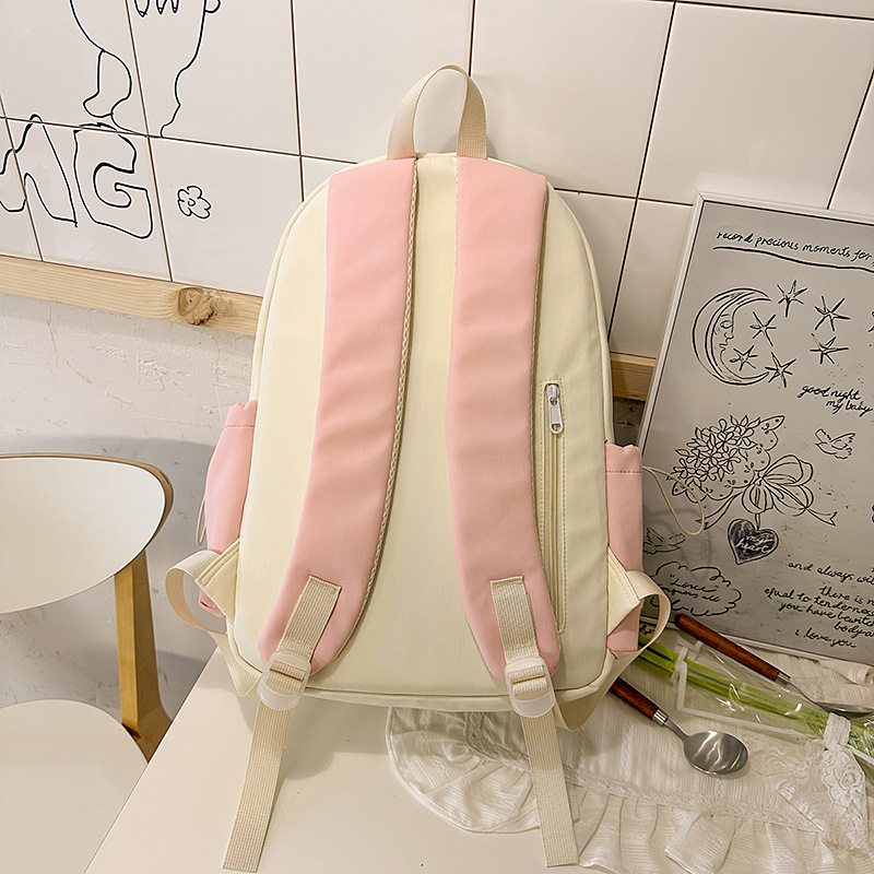 New dopamine high-appearance-level schoolbag for girls, Korean version of ins Harajuku style, lightweight backpack for middle and high school students with contrasting colors Specification drawing