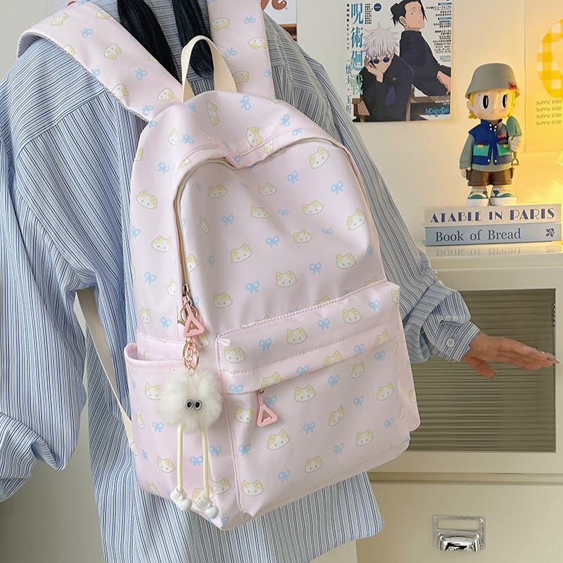 2025 New Korean style ins large-capacity cute schoolbag, casual, simple and versatile backpack, lightweight spring outing bag full figure
