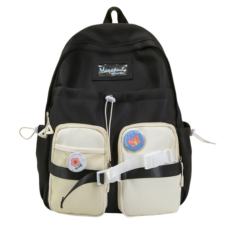 This Japanese-style niche design color-blocking backpack is a lightweight and versatile schoolbag for junior and senior high school students, as well as a fresh and sweet after-school bag Item Picture