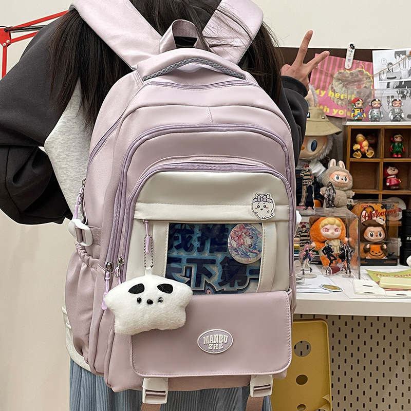 A new Japanese-style ins high-appearance-level fresh and sweet "smug pain bag" for girls, a lightweight and large-capacity backpack for junior and senior high school students details Picture