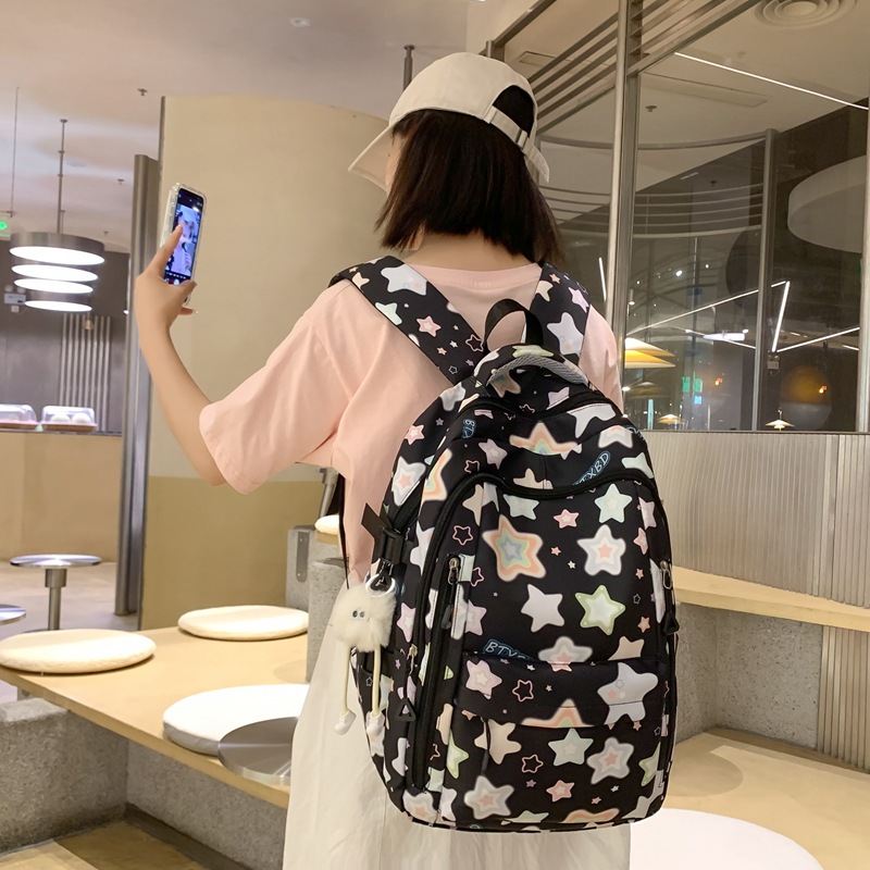 Korean-style schoolbags for female college students with a niche design sense, high school students with a high appearance level backpack, and middle school students with a campus style backpack details Picture