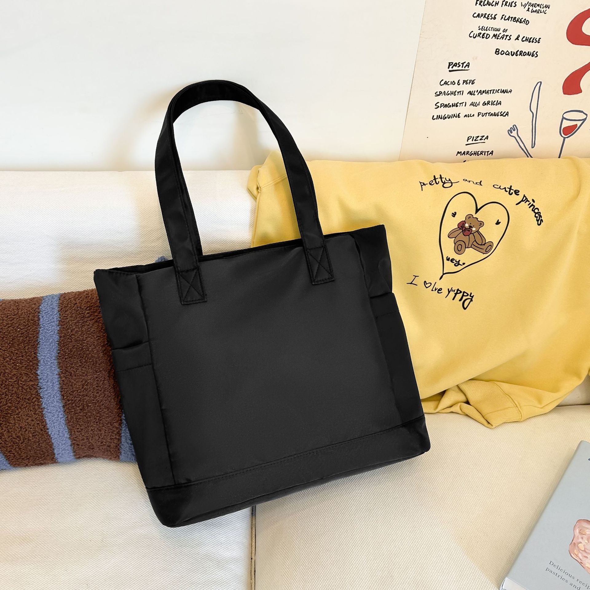 Japanese large-capacity versatile single-shoulder bag, 2025 new style fashionable tote bag, student book bag, simple and casual handbag Specification drawing