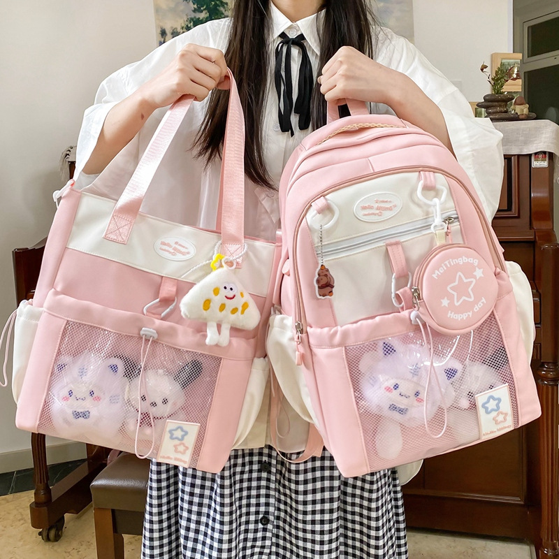 A new high-appeal, fresh and sweet dopamine candy-colored backpack for junior and senior high school students, featuring a lightweight and large-capacity backpack full figure