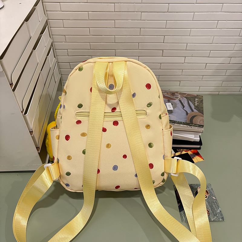 New high-appeal, cute polka dot backpack with a school style, large-capacity, versatile schoolbag, and a simple, lightweight Korean-style backpack Specification drawing