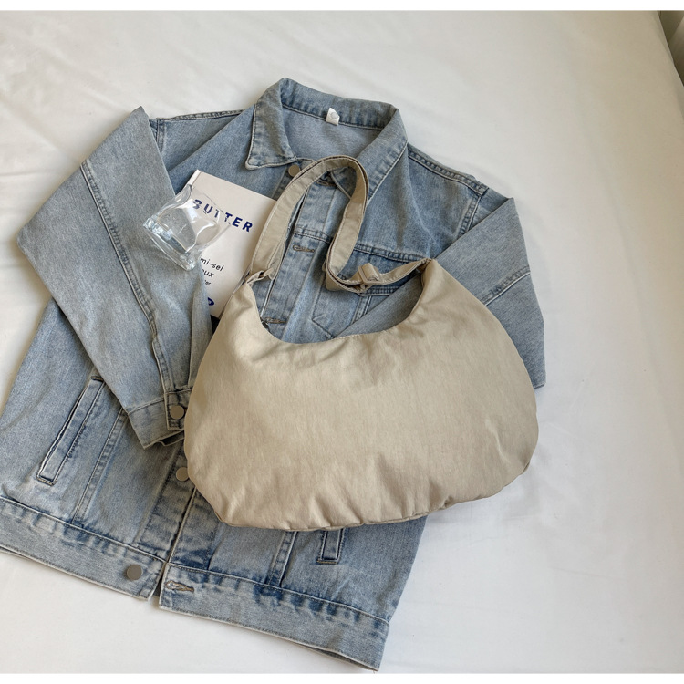 Korean style ins fashion single-shoulder bag for work, simple commuting women's bag for Spring/Summer 2025, versatile canvas dumpling bag Specification drawing