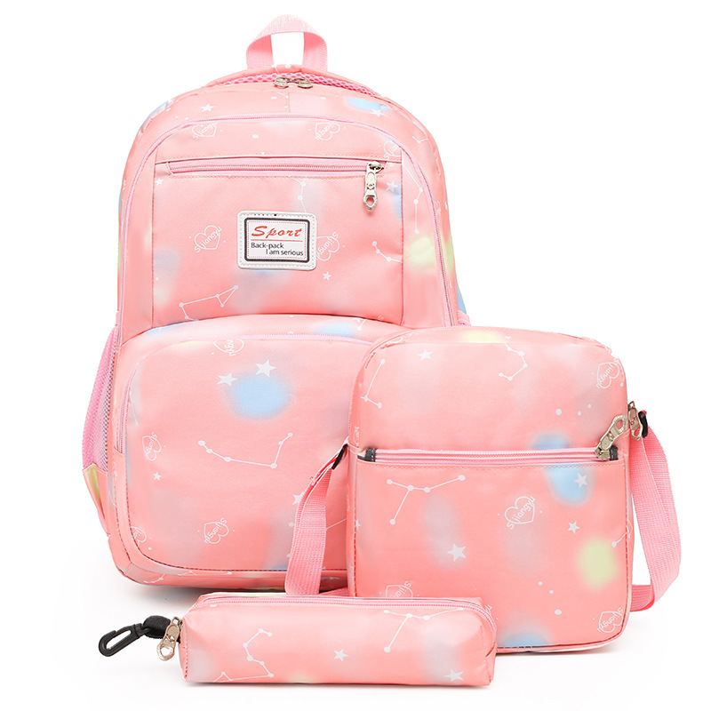 Wholesale of new fashionable and practical cross-border casual three-piece backpacks, large-capacity middle school schoolbags Application Scenario