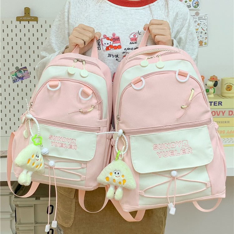 The 2025 new Japanese-style ins fresh and clean color-blocking large-capacity multi-compartment backpack is versatile, casual and lightweight details Picture