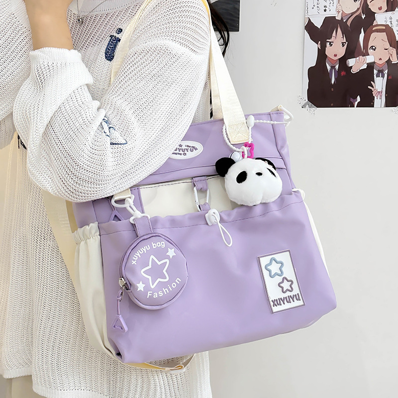 High appearance level ins forest-themed crossbody bag, sweet color contrast new primary school after-school tutoring handbag, lightweight and versatile backpack details Picture