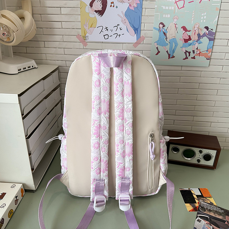 Forest-style and Japanese-style sweet college student schoolbag, versatile retro floral backpack, large-capacity casual travel backpack Specification drawing
