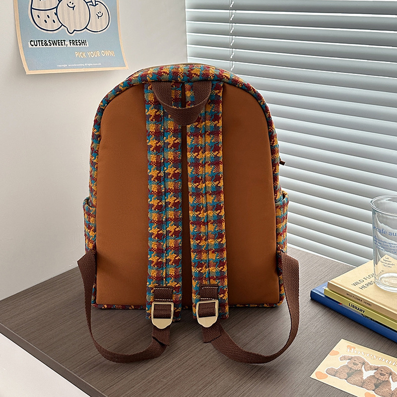 Korean Instagram school-style versatile checkered schoolbag for girls 2024 winter new high appearance level backpack for students Specification drawing