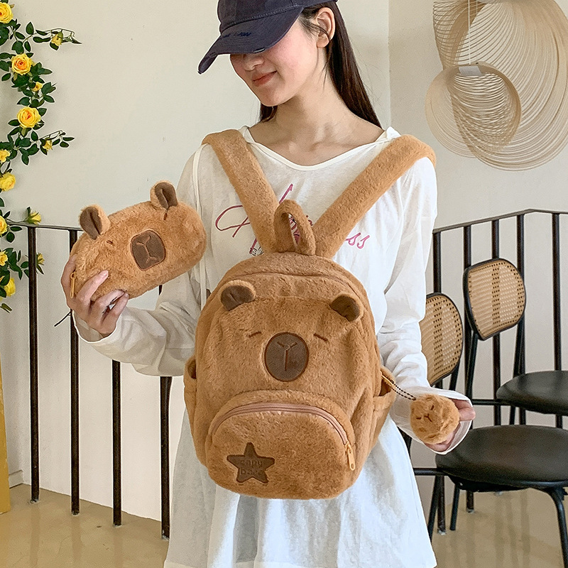 New Kapipala plush bag set, cartoon and cute, cute handbag, plush toy bag, birthday present details Picture