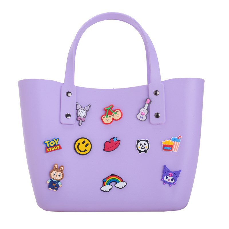 Fashionable DIY cartoon hole bag, waterproof handbag, silicone washbasin storage bag, dirt-resistant children's toys, beach bag Item Picture