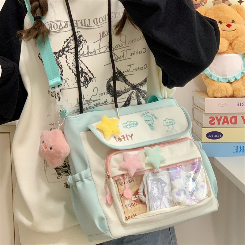 A new school style, fresh and cute, transparent and cute 2D anime bag, a lightweight commuting crossbody bag for junior and senior high school girls details Picture