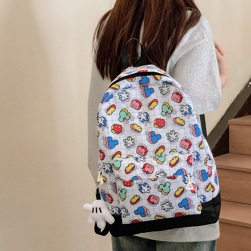 A new high-appeal, fresh and sweet, cartoon-printed backpack for girls, casual and versatile, lightweight and large-capacity backpack details Picture