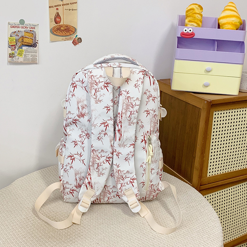 Simple and new college student printed bear schoolbag, niche high appearance level, versatile backpack, large capacity computer backpack Specification drawing