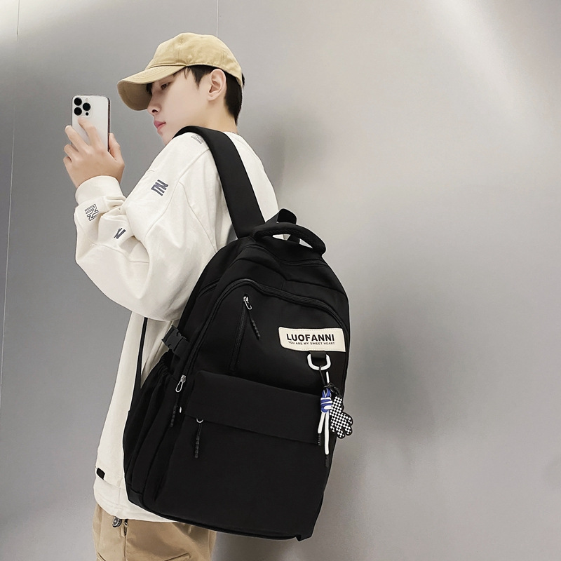 Simple schoolbags for boys, college and high school students, large-capacity backpacks for girls, college-style Korean couple backpacks details Picture