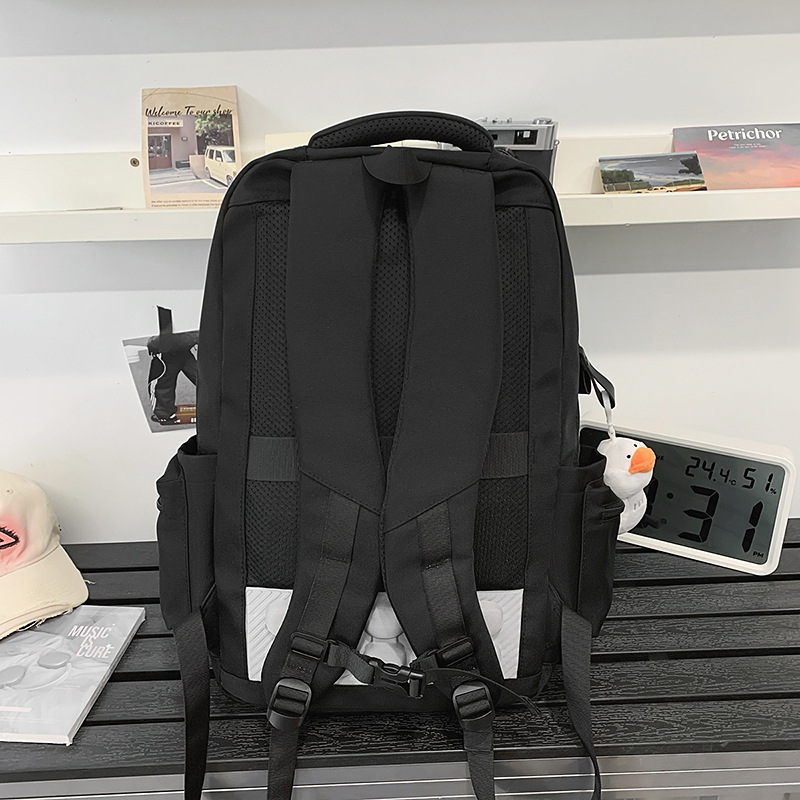 A new high-appeal, fresh solid color, niche and individual backpack from Korean Instagram, a simple and lightweight travel backpack for couples Specification drawing
