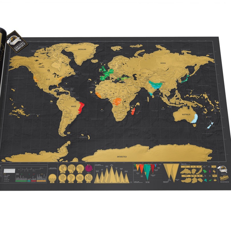 Large black map, Scratch map, large black gold map, creative gift, World Edition map, Scratch map Item Picture