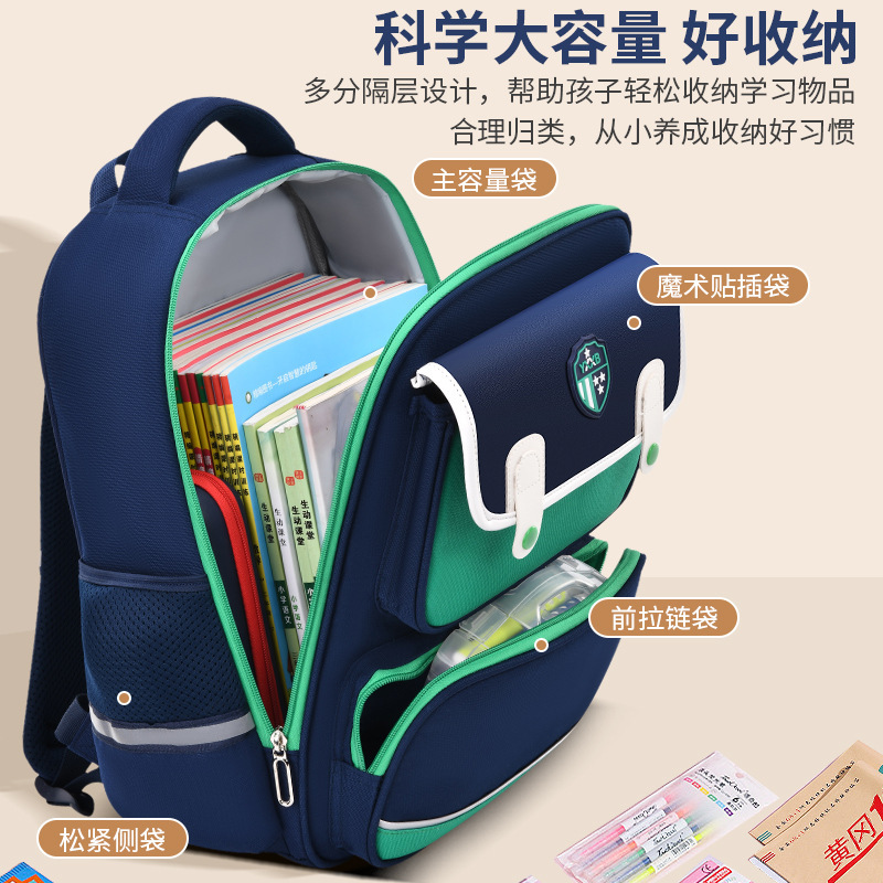 The new British-style schoolbag for primary school students features scientific spine protection and a large-capacity backpack. It is lightweight for boys and girls in grades 1 to 6 Application Scenario