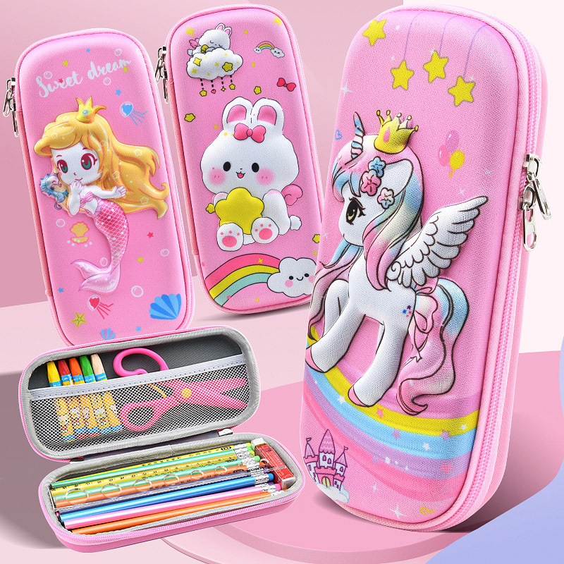 EVA cartoon pen case, stationery box, primary school and children's pen case, cute pencil case, student pen case, storage marker pens details Picture
