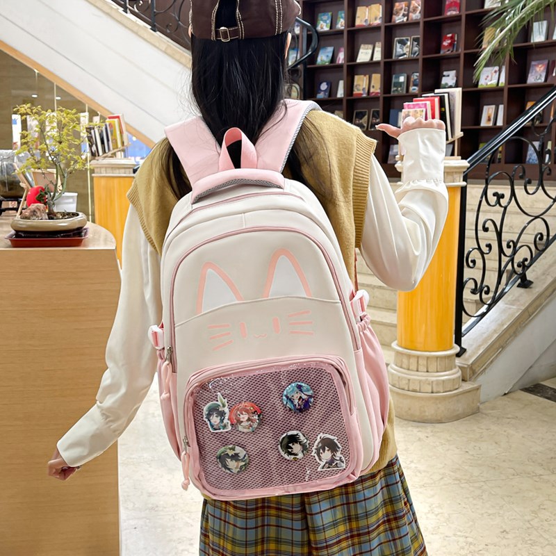 The new student schoolbag features a cute Korean cartoon style and a Japanese campus backpack. It has a large capacity and a high level of appearance full figure
