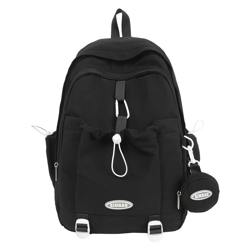 A new high-appearure-level Japanese ins fresh, sweet and cute backpack for student girls in solid color with drawstring and large capacity Item Picture