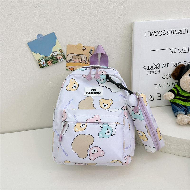 The 2024 new children's backpack cartoon kindergarten schoolbag with cute bear prints is a trendy lightweight backpack for boys and girls details Picture