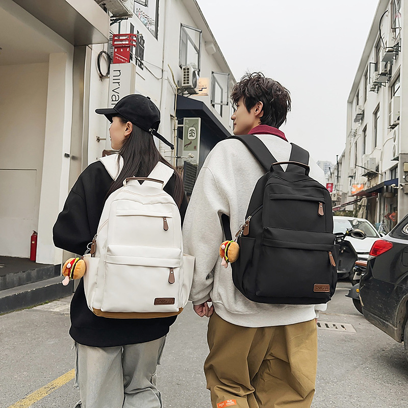 Casual and versatile backpack, Japanese retro fashion for girls, commuting computer travel backpack, solid color schoolbag for college students details Picture