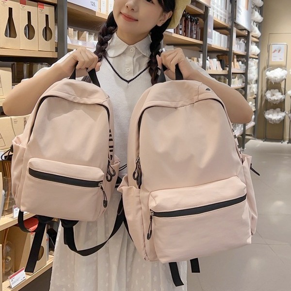 Forest-style ins soft girl, solid-colored girl, large-capacity backpack for junior high school students, high appearance level, macaron travel bag full figure