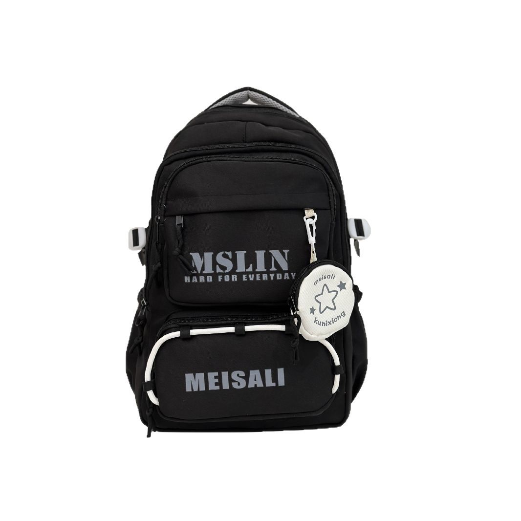 American retro color-blocking schoolbag for girls, Korean Instagram school style, multi-layered lightweight backpack for junior and senior high school students, and for boys Item Picture