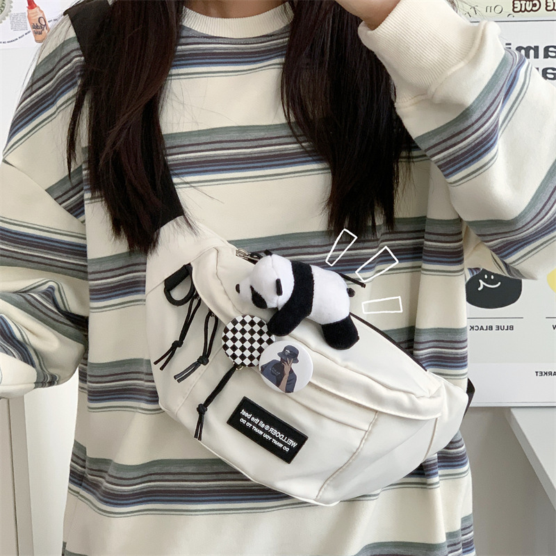 ins Spring Fashion streetwear crossbody bags are versatile for women, sporty and casual, student waist bags, and trendy single-shoulder and chest bags for men full figure