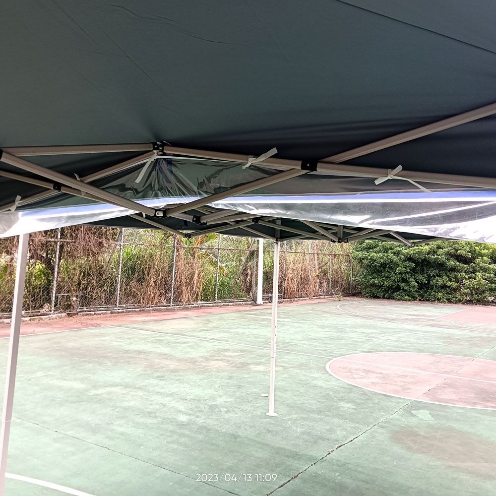 Water-receiving fabric drainage channel advertisement, folding tent, waterproof four-legged umbrella tent, rain shield fabric, sunshade canopy, drainage and diversion channel Specification drawing