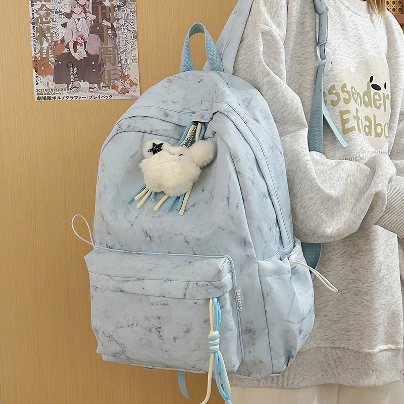 Summer's new forest-themed high appearance level college student schoolbag, fresh tie-dyed versatile backpack, casual and simple single-shoulder bag details Picture