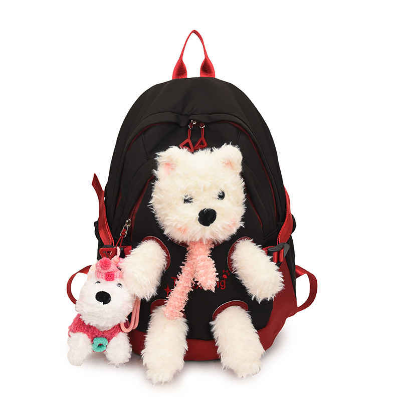 Cute puppy schoolbag, plush cartoon doll, backpack, doll, large-capacity student backpack for junior and senior high school girls Item Picture
