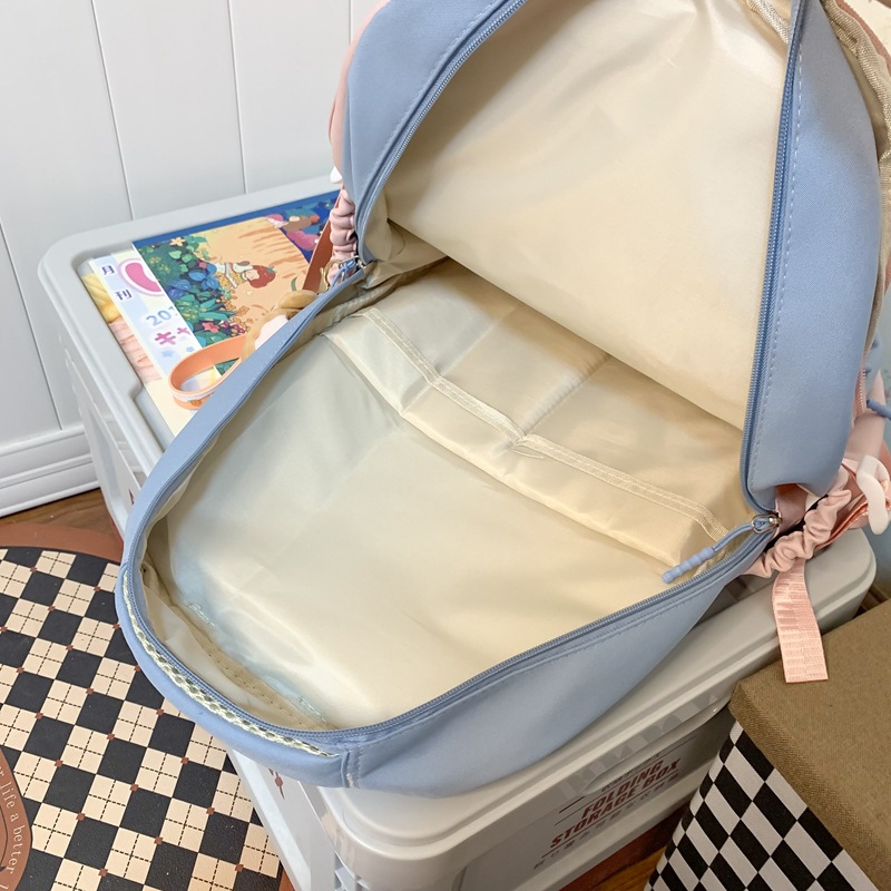 The new large-capacity backpack with contrasting colors is a versatile Japanese ins school style backpack with multiple compartments to reduce the burden Application Scenario
