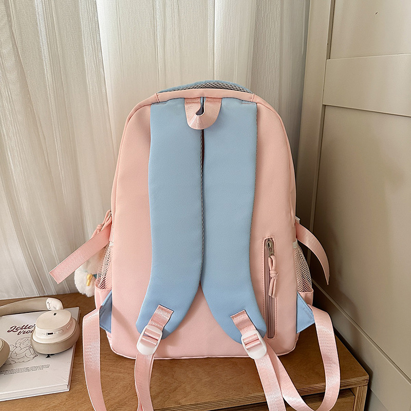 New high-appearance-level college style fresh and sweet backpack for junior and senior high school students, color-blocking and patchwork smug pain bag backpack Specification drawing
