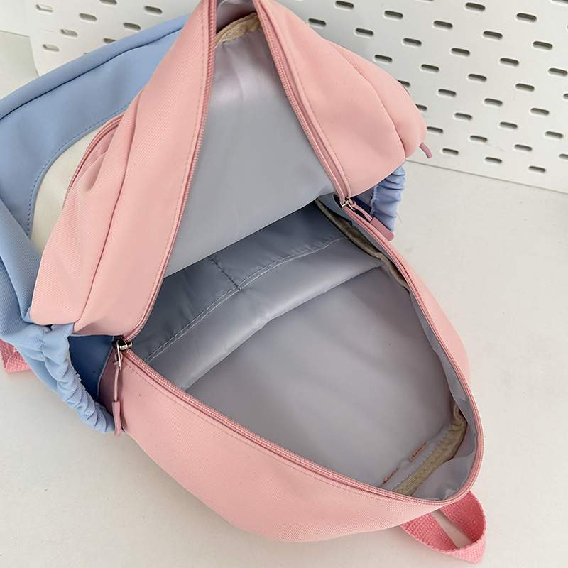 Fresh and ins-style dopamine color-blocking children's spring outing and study backpack, high appearance level, new summer sweet backpack Specification drawing
