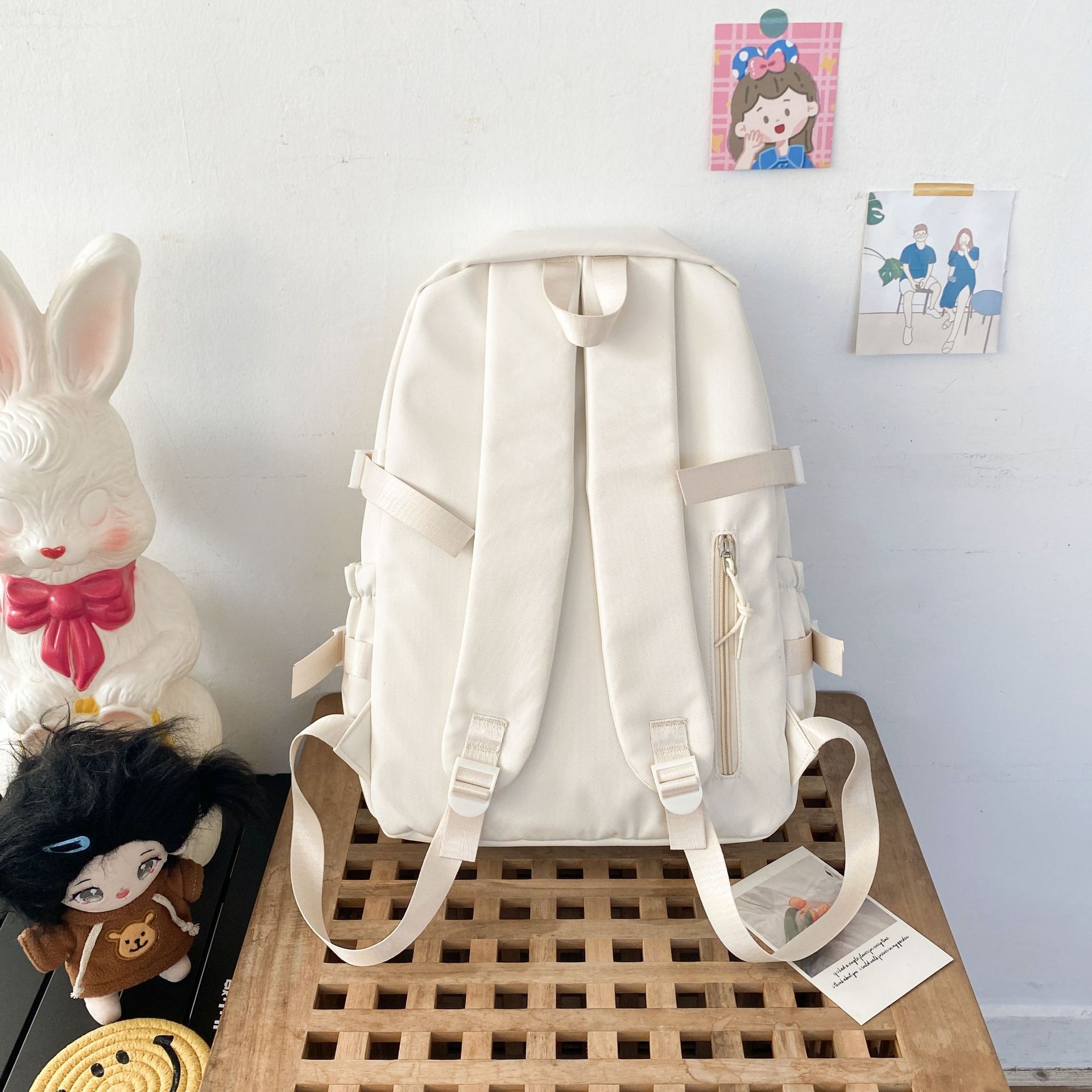 A new high-appearance-level Korean-style transparent painbag with multiple compartments, fashionable, lightweight, commuting and outdoor large-capacity backpack Specification drawing