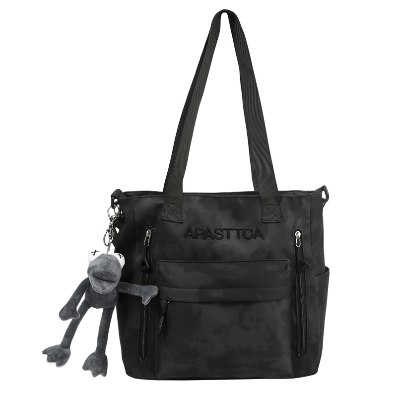New fashionable schoolbag, dirt-resistant, dark color, niche and laid-back style, single-shoulder bag, graffiti, lightweight, commuting couple schoolbag Item Picture
