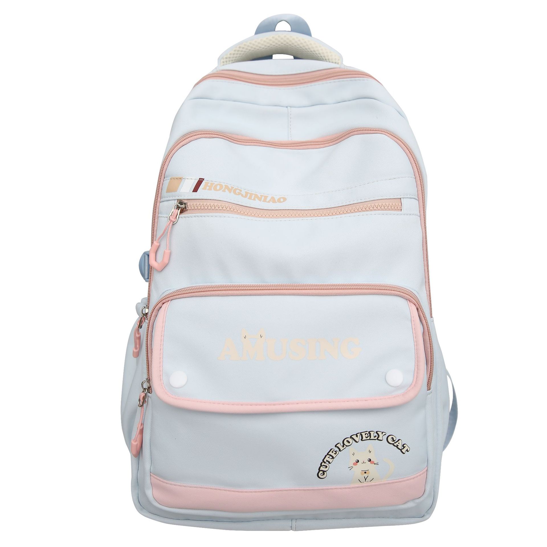 A new Korean-style college student couple casual backpack with a high appearance level. It is a multi-layered backpack for teenagers and students Item Picture
