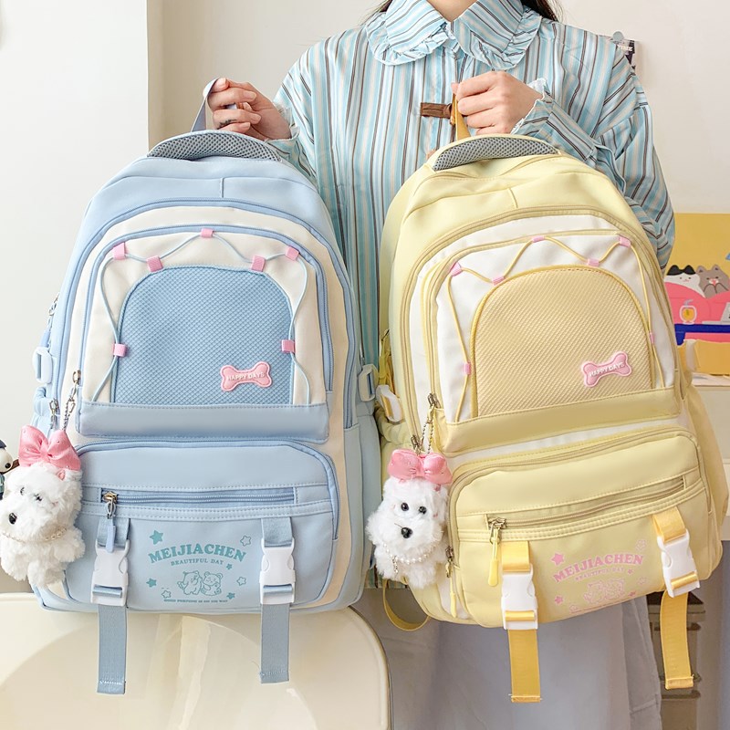 Forest-style ins soft and cute girl backpack for junior high school students, large-capacity casual backpack, versatile school style schoolbag full figure