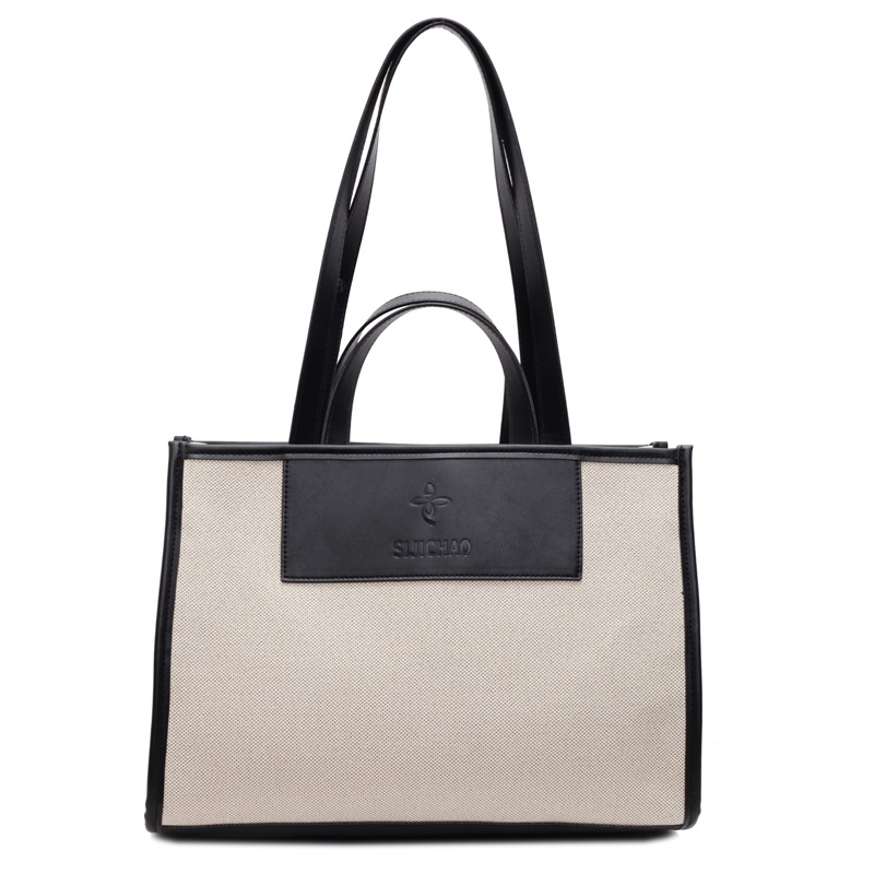 Large-capacity casual canvas bag for women, 2024 new style fashionable hand-held commuting bag, simple and versatile office tote bag Item Picture