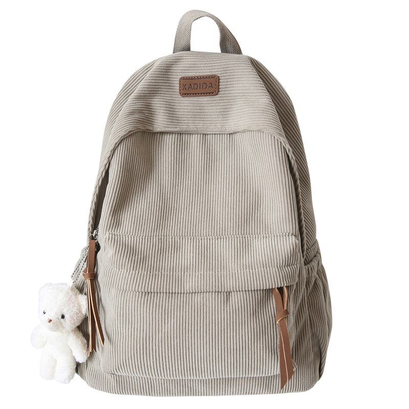 New autumn and winter corduroy backpack, a fashionable new Korean-style backpack, a lightweight and versatile bag for both boys and girls Item Picture