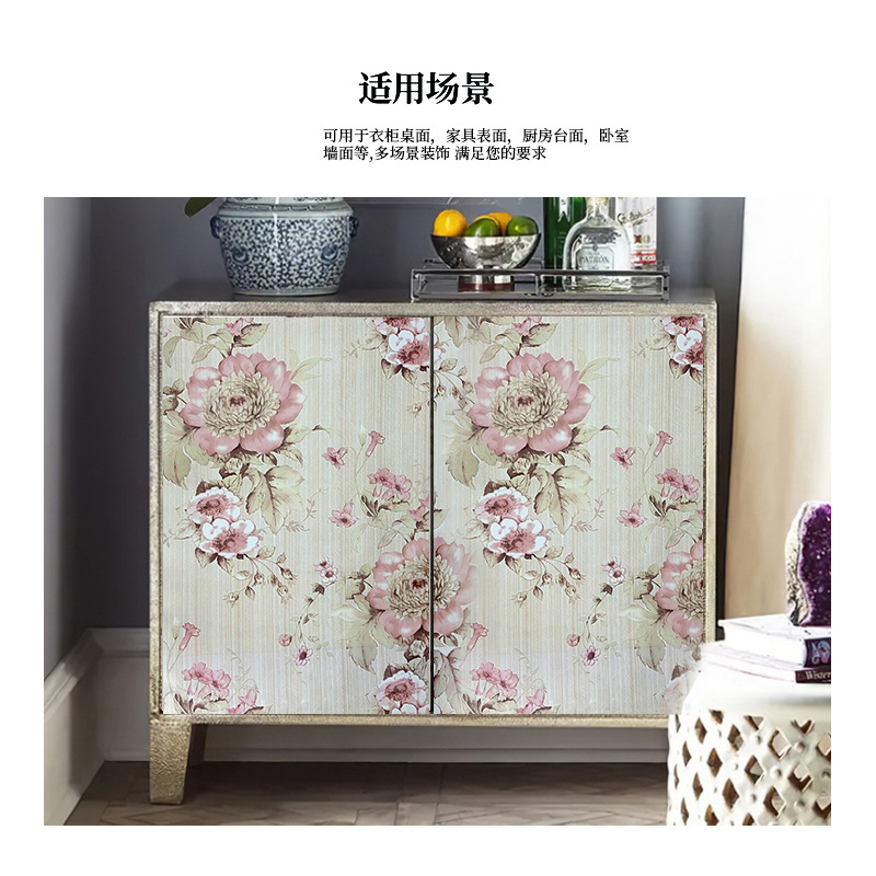 pvc self-adhesive wallpaper for bedrooms and dormitories, European-style self-sticking wallpaper, pvc home decoration wall paper, Damascus stickers Application Scenario