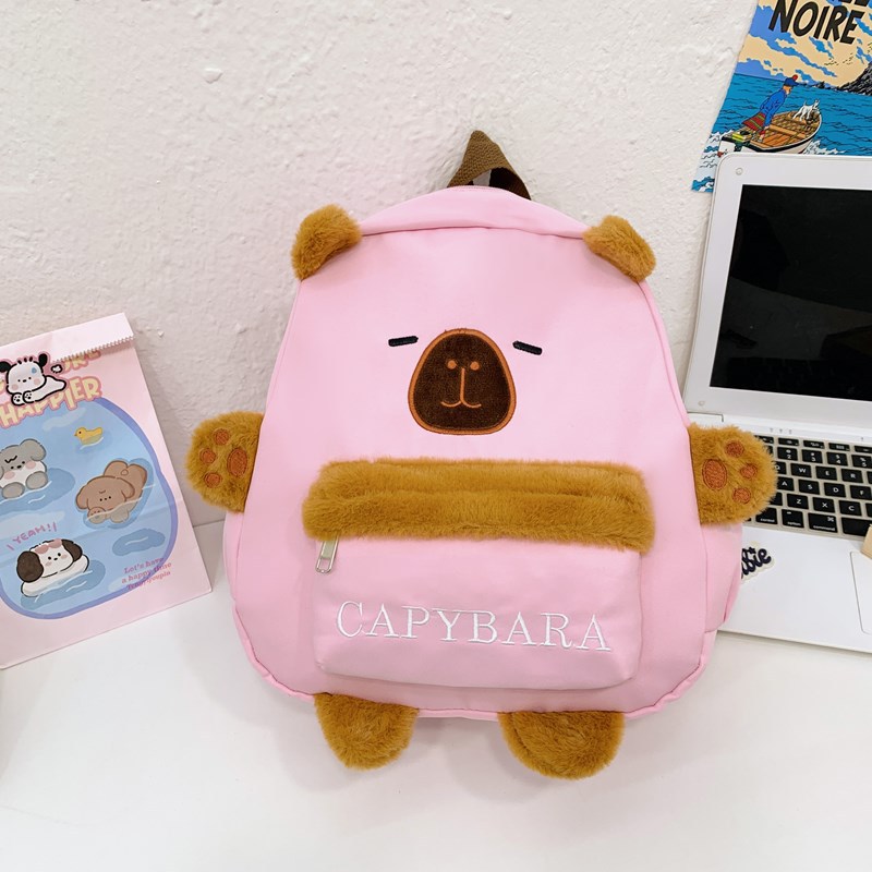 New canvas backpack, cartoon backpack for primary school students, Kabibara ugly and cute bag, casual and adorable bag details Picture