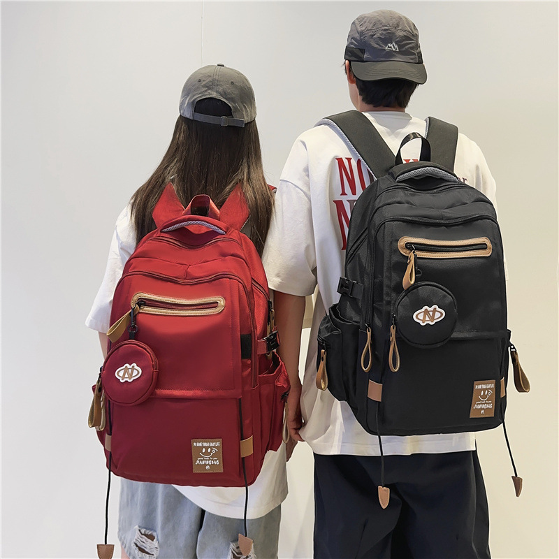 A new Korean-style Instagram backpack with a high level of appearance, solid color and niche design, for couples to travel lightweight and with large capacity full figure
