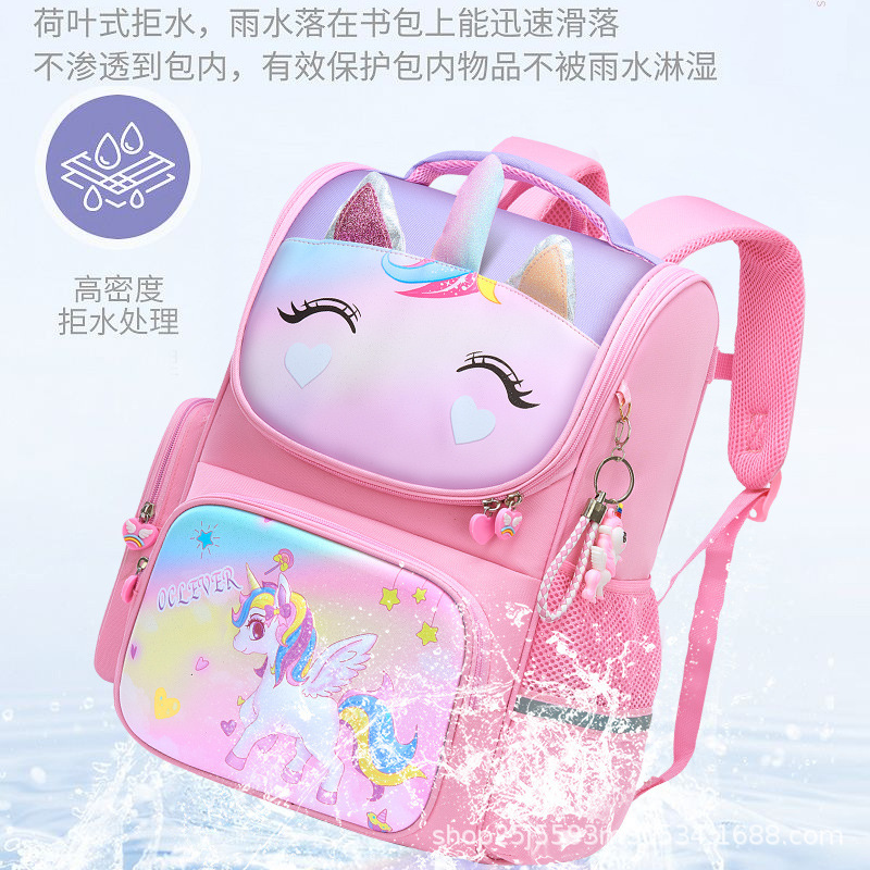 New 2024 Cartoon Unicorn Children's schoolbag with large capacity, reducing burden and protecting the spine, a backpack for grades 1-6 primary school students details Picture