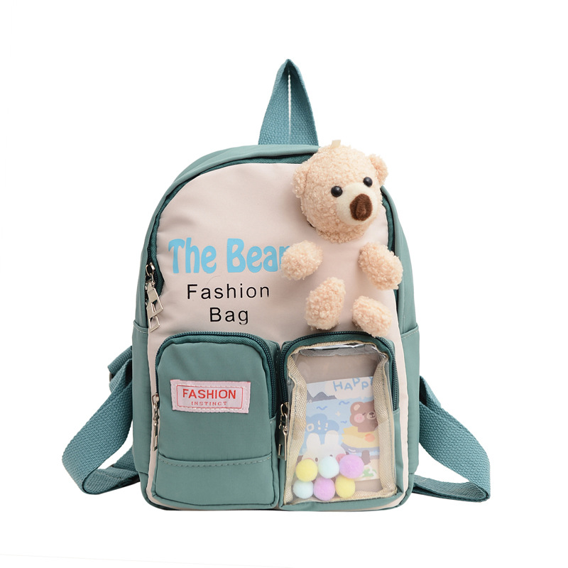 Children's bag waterproof nylon fabric 2021 new style cartoon cute bear kindergarten schoolbag, girls' backpack backpack Item Picture