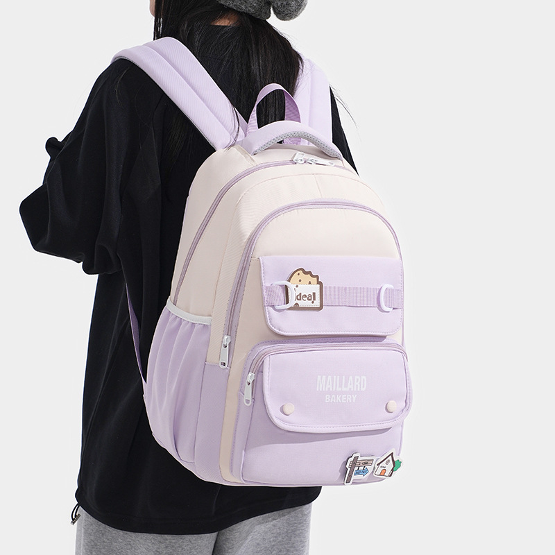 Korean-style high-appearance-level workwear schoolbag, lightweight, waterproof, load-reducing, back-protecting backpack, large-capacity, fashionable and versatile backpack details Picture