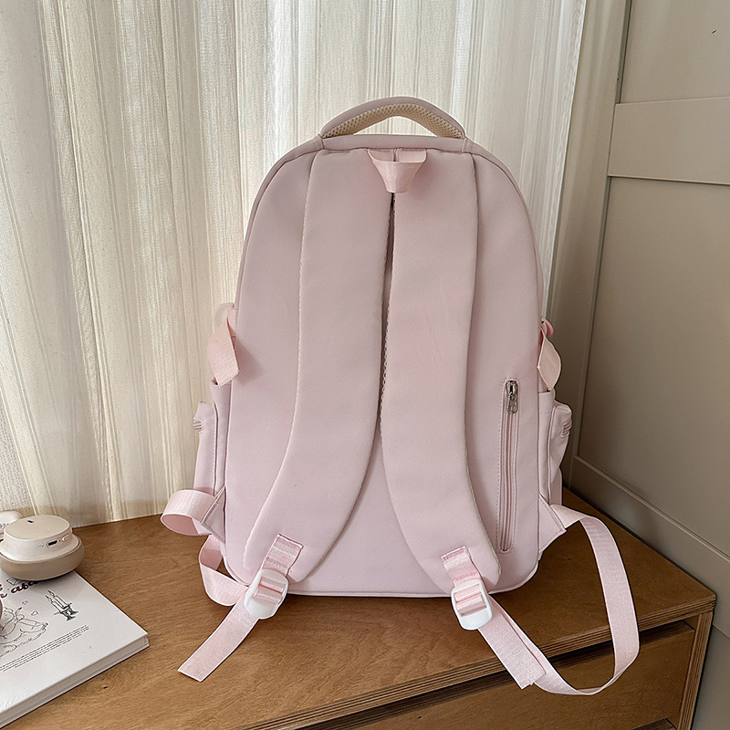 A girl's Korean-style solid-color, fresh and clean backpack for junior and senior high school students with multiple layers. An Instagram backpack for college students on campus Specification drawing